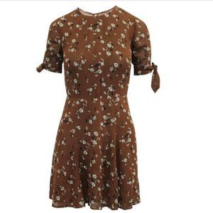 Reformation Brown Floral Mini Dress, Size Small